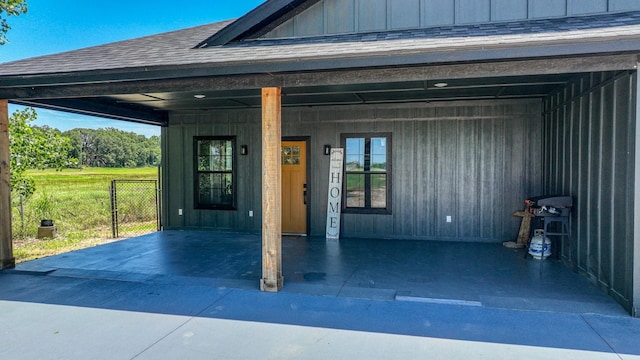 1381 County Road 1470, Chico, TX 76431 - property entrance with board and batten siding and a shingled roof