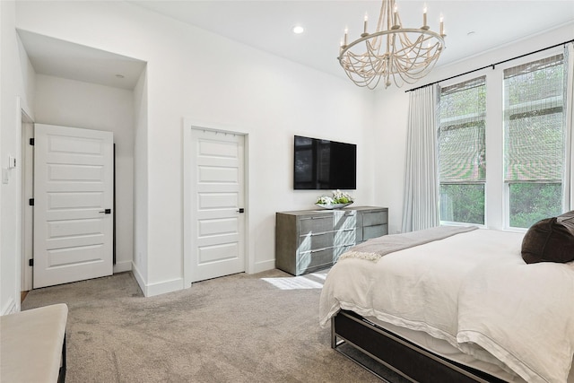 354 Foch St, Fort Worth, TX 76107 - bedroom featuring a chandelier, carpet floors, and recessed lighting