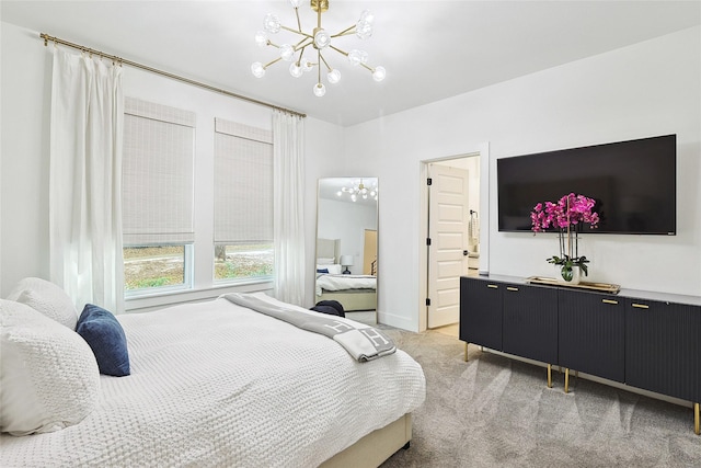 354 Foch St, Fort Worth, TX 76107 - bedroom with a chandelier and light colored carpet