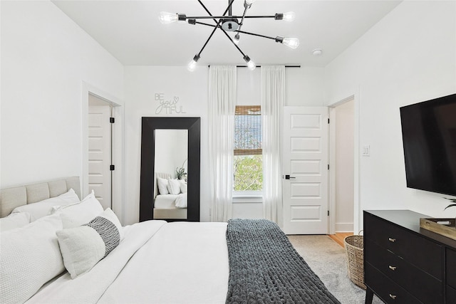 354 Foch St, Fort Worth, TX 76107 - bedroom featuring a chandelier and light carpet