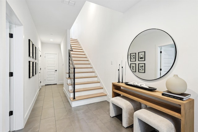 354 Foch St, Fort Worth, TX 76107 - stairs featuring tile patterned flooring and recessed lighting