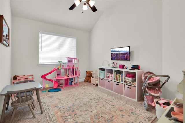 513 Endicott Dr, Sherman, TX 75092 - game room with ceiling fan and lofted ceiling