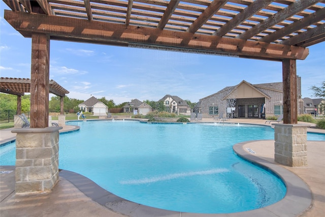 513 Endicott Dr, Sherman, TX 75092 - community pool featuring a pergola, a patio, and a residential view