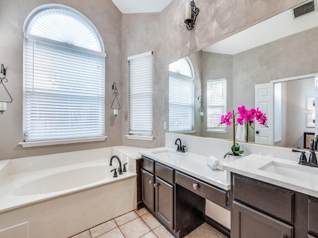 1728 Forest Glen Dr, Flower Mound, TX 75028 - full bathroom with double vanity, a bath, and tile patterned flooring