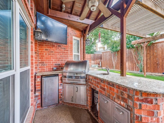 1728 Forest Glen Dr, Flower Mound, TX 75028 - view of patio with an outdoor kitchen and a pergola