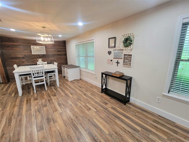 800 County Road 1030, Mount Pleasant, TX 75455 - dining space featuring wood finished floors, wood walls, and recessed lighting