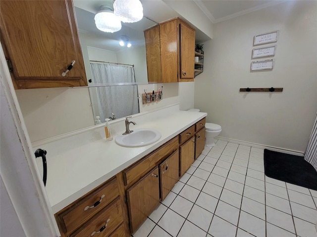 800 County Road 1030, Mount Pleasant, TX 75455 - full bath with vanity, tile patterned flooring, ornamental molding, and a shower