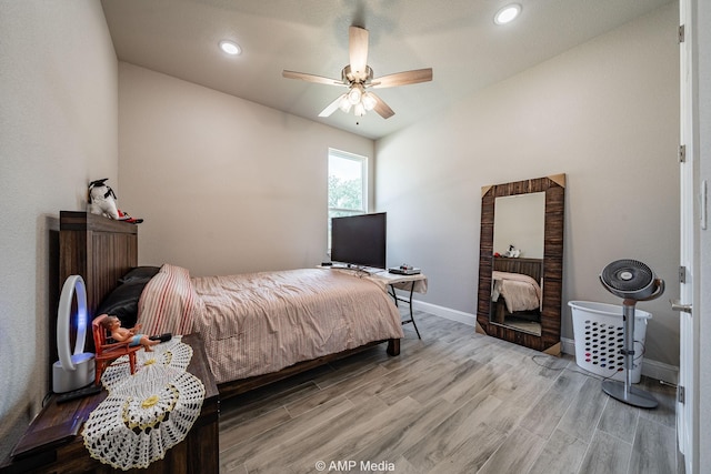 408 Lake Arbor Dr, Weatherford, TX 76088 - bedroom featuring wood finished floors, a ceiling fan, and recessed lighting