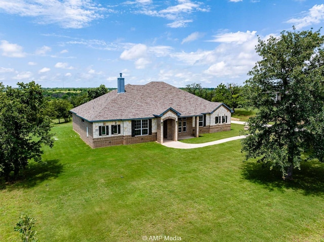 408 Lake Arbor Dr, Weatherford, TX 76088 - single story home featuring a front yard, brick siding, and a chimney