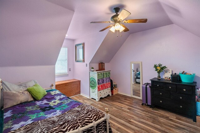 3120 Michele Ct, Weatherford, TX 76088 - bedroom featuring lofted ceiling, wood finished floors, and ceiling fan