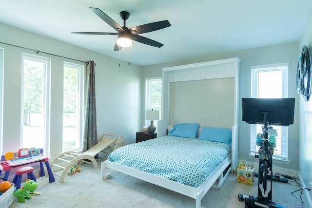 201 Roaring Springs Dr, Joshua, TX 76058 - carpeted bedroom with a ceiling fan