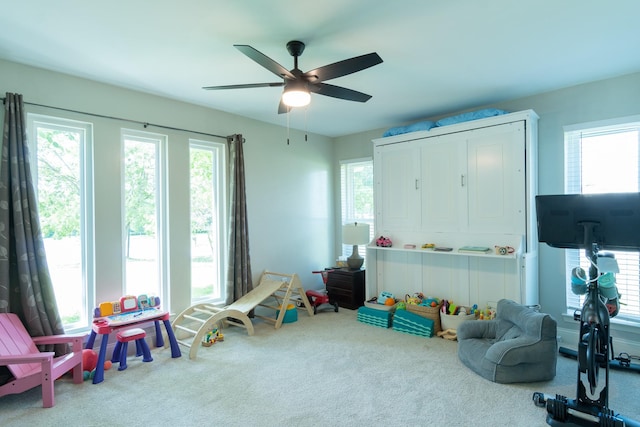 201 Roaring Springs Dr, Joshua, TX 76058 - rec room with carpet floors and ceiling fan