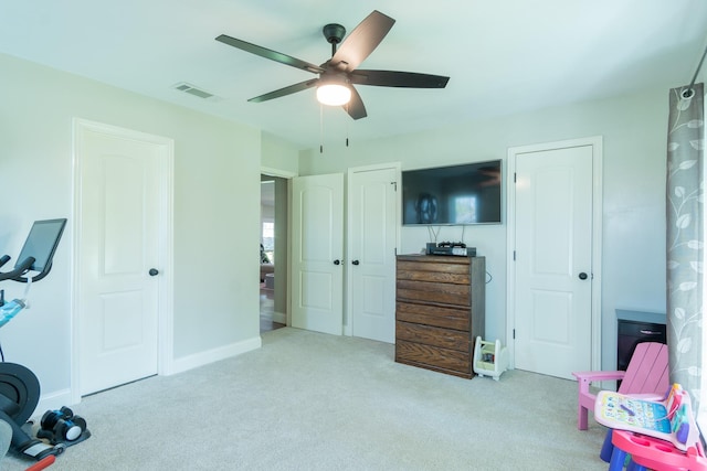 201 Roaring Springs Dr, Joshua, TX 76058 - bedroom with carpet flooring and ceiling fan
