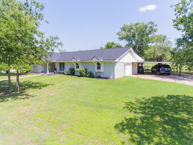 201 Roaring Springs Dr, Joshua, TX 76058 - ranch-style home with a carport, driveway, a front lawn, and a garage