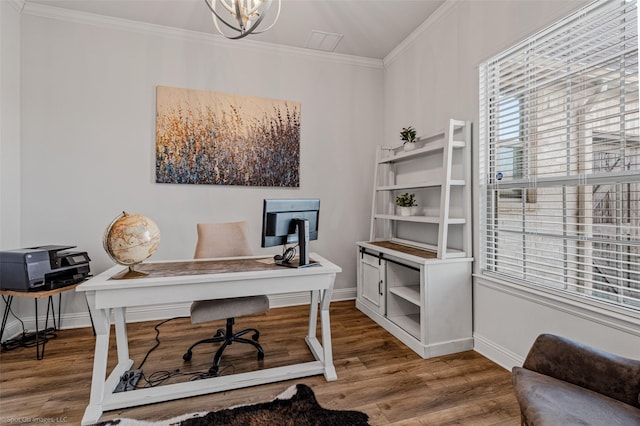 2010 Topaz Dr, Rockwall, TX 75087 - office featuring crown molding and wood finished floors