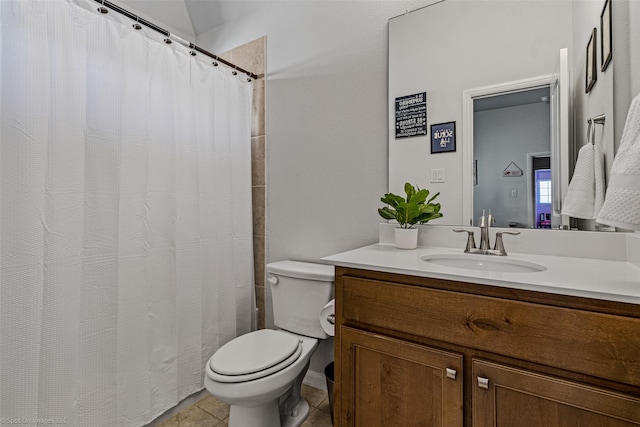 2010 Topaz Dr, Rockwall, TX 75087 - bathroom featuring vanity, tile patterned flooring, and curtained shower