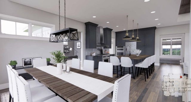 TBDSinclair W Highway 199, Poolville, TX 76487 - dining room with dark wood-type flooring and recessed lighting
