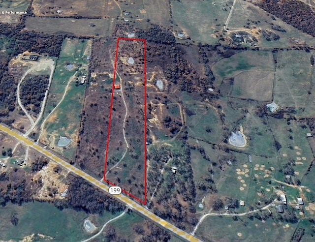 TBDSinclair W Highway 199, Poolville, TX 76487 - aerial map of property and surrounding area featuring property parcel outlined