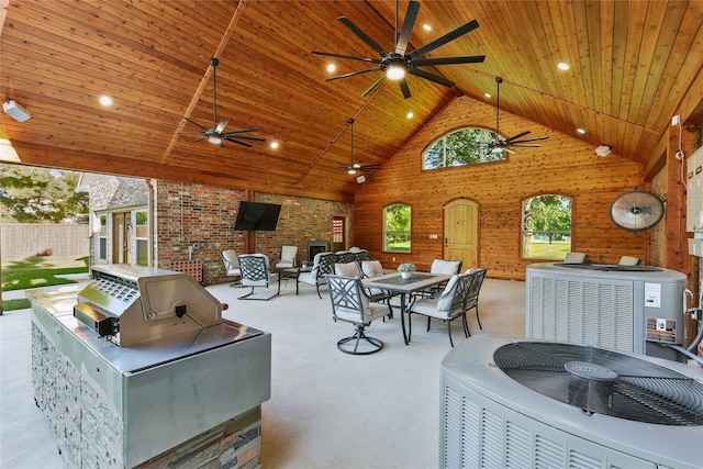 730 Emerald Sound Blvd, Oak Point, TX 75068 - view of patio with a ceiling fan, an outdoor kitchen, and outdoor dining space