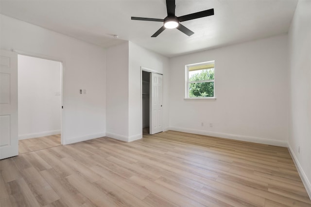 1228 Brookside Dr, Hurst, TX 76053 - unfurnished bedroom with light wood-style flooring, a closet, and ceiling fan