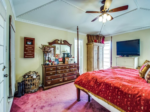 7204 Canongate Dr, Dallas, TX 75248 - carpeted bedroom featuring crown molding and a ceiling fan