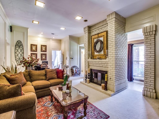 7204 Canongate Dr, Dallas, TX 75248 - living area featuring a fireplace and carpet flooring