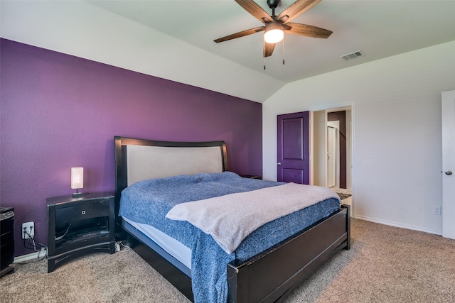 1315 Blessed Ln, Royse City, TX 75189 - bedroom with carpet, lofted ceiling, and a ceiling fan