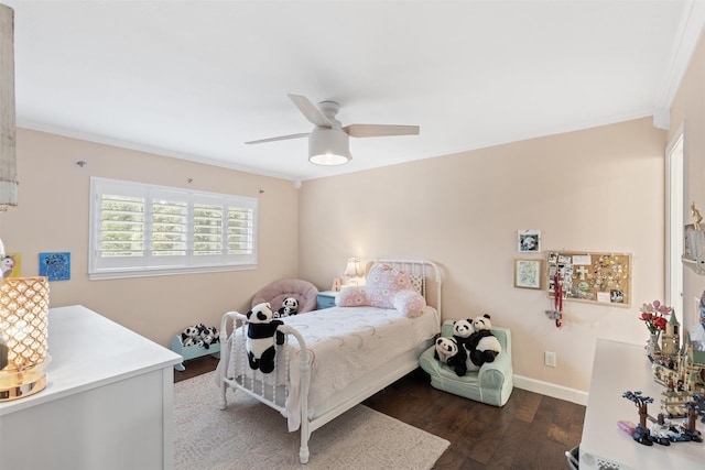 1702 Cheyenne Dr, Richardson, TX 75080 - bedroom featuring wood finished floors, crown molding, and ceiling fan