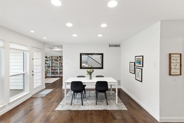 1702 Cheyenne Dr, Richardson, TX 75080 - dining room featuring dark wood finished floors and recessed lighting