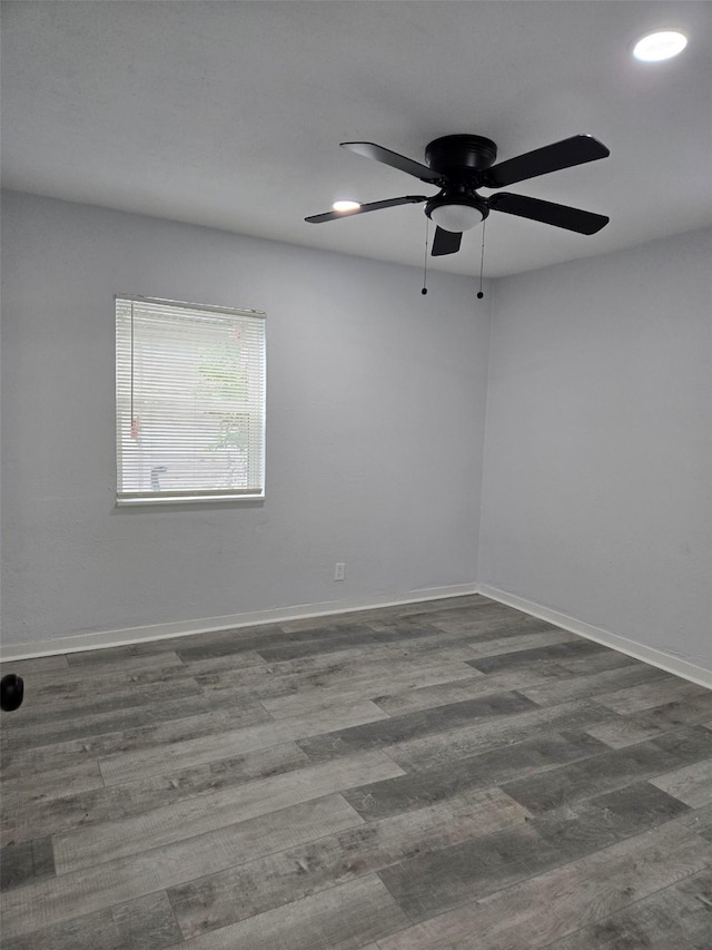810 Shawnee Trce, Grand Prairie, TX 75051 - empty room with wood finished floors, ceiling fan, and recessed lighting