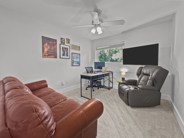 312 Meadowlark Dr, Richardson, TX 75080 - home office featuring ceiling fan and light colored carpet