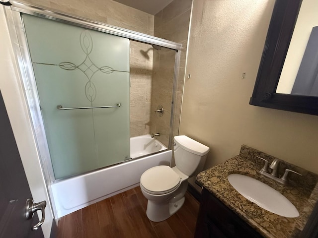 3307 Roberts Cut Off Rd, Lake Worth, TX 76114 - full bathroom with shower / bath combination with glass door, vanity, and wood finished floors