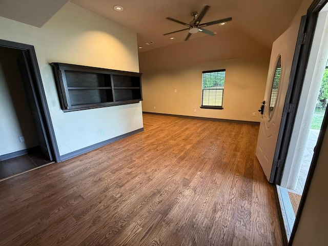 3307 Roberts Cut Off Rd, Lake Worth, TX 76114 - spare room with ceiling fan, wood finished floors, vaulted ceiling, and recessed lighting