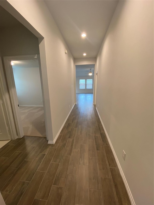 5816 Utopia Dr, Fort Worth, TX 76179 - hallway with dark wood finished floors and recessed lighting
