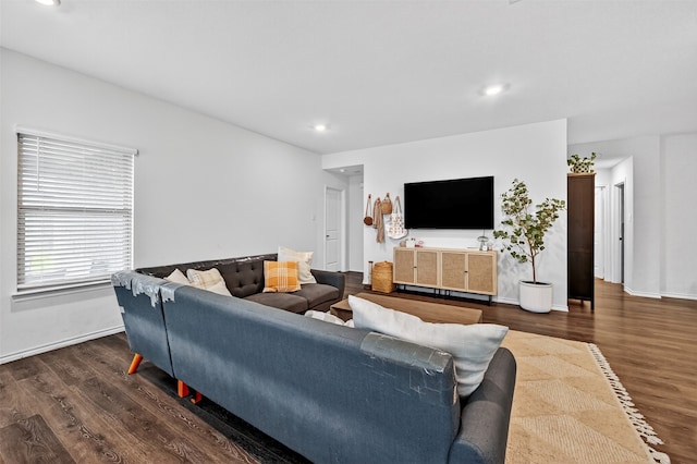 2806 Peony Dr, Sherman, TX 75092 - living area featuring dark wood-type flooring and recessed lighting