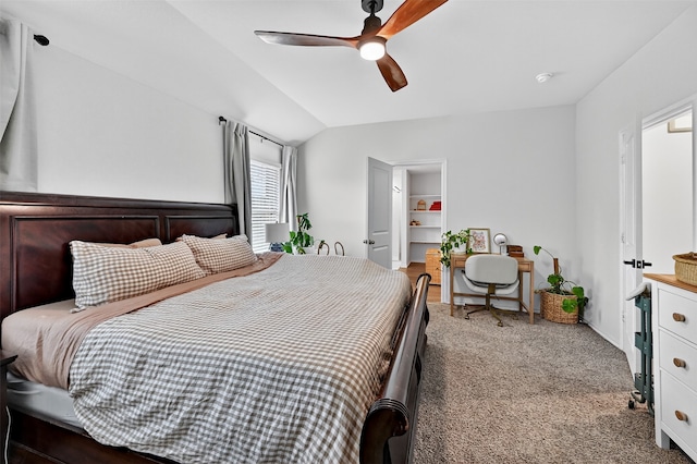 2806 Peony Dr, Sherman, TX 75092 - bedroom with carpet floors, lofted ceiling, and ceiling fan