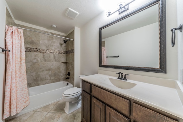 13122 Dolomite Dr, Frisco, TX 75035 - bathroom with vanity, shower / tub combo, and tile patterned floors