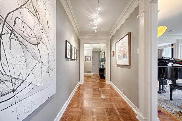 3525 Turtle Creek Blvd Unit 4E, Dallas, TX 75219 - hall with baseboards and ornamental molding