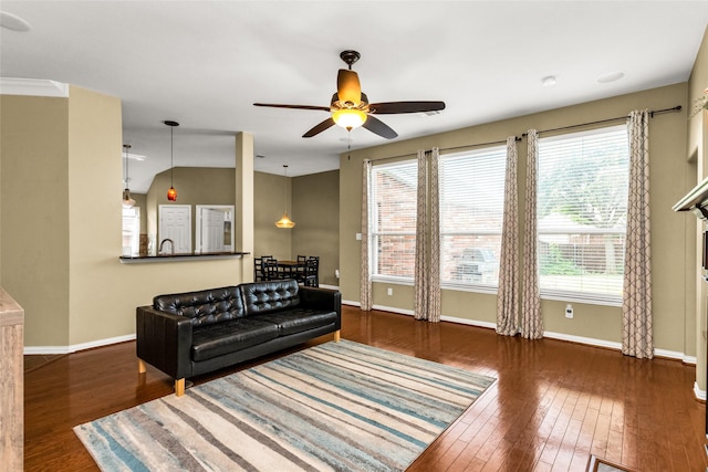 6505 Taprock Dr, Mckinney, TX 75070 - living area with a ceiling fan and hardwood / wood-style floors