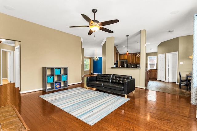6505 Taprock Dr, Mckinney, TX 75070 - living room with wood finished floors and a ceiling fan