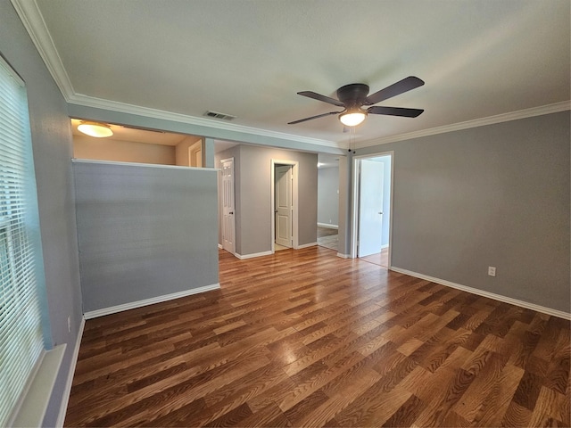 511 W Lake St, Krum, TX 76249 - spare room with a ceiling fan, wood finished floors, and ornamental molding
