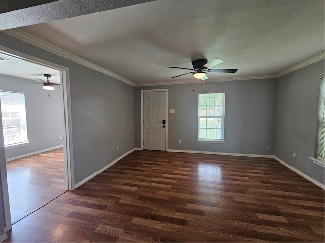 511 W Lake St, Krum, TX 76249 - spare room with a ceiling fan, wood finished floors, and crown molding