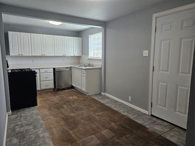 511 W Lake St, Krum, TX 76249 - kitchen with dishwasher, gas stove, white cabinetry, and light countertops