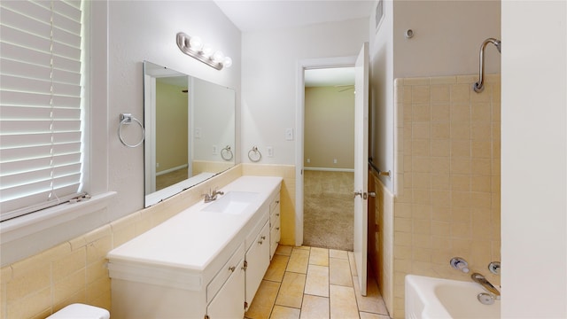 1410 Yarborough Dr, Sherman, TX 75092 - bathroom featuring vanity, tile patterned floors, and shower / bath combination