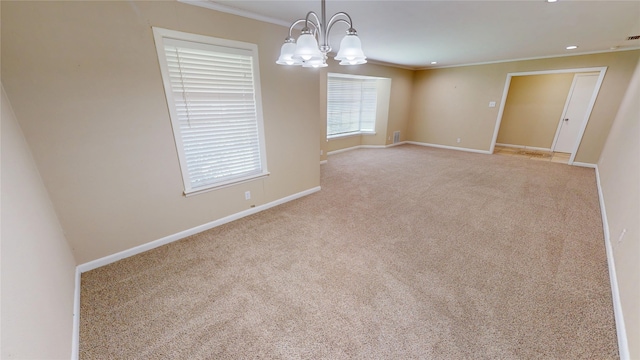 1410 Yarborough Dr, Sherman, TX 75092 - carpeted spare room with ornamental molding, a chandelier, and recessed lighting
