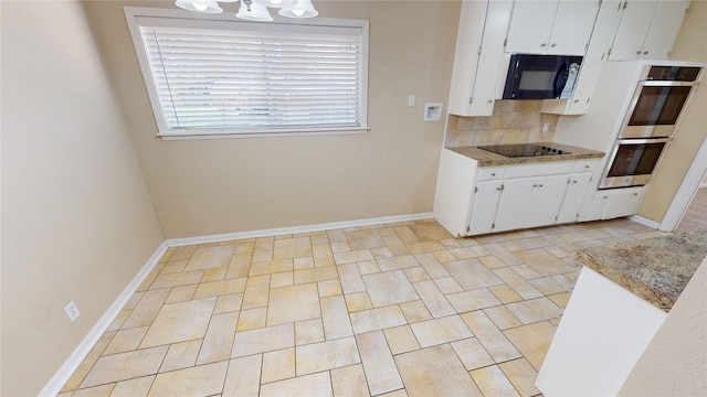 1410 Yarborough Dr, Sherman, TX 75092 - kitchen featuring black appliances, white cabinetry, light countertops, and decorative backsplash