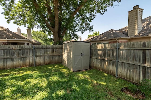 2512 Woodhaven Dr, Flower Mound, TX 75028 - fenced backyard with a storage unit