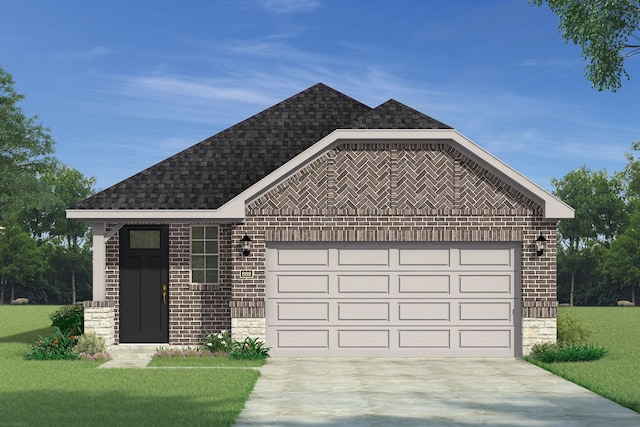 1502 Salem Dr, Forney, TX 75126 - view of front of home with brick siding, concrete driveway, a shingled roof, an attached garage, and a front yard