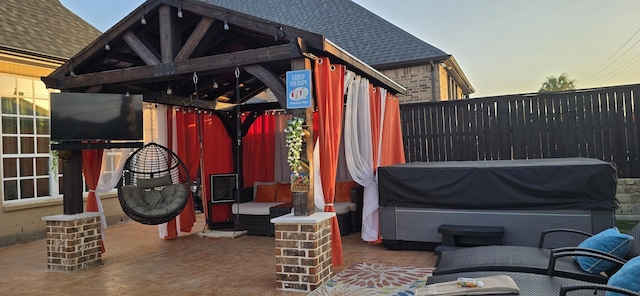2305 Castle Creek Dr, Mansfield, TX 76063 - view of patio / terrace featuring a gazebo and a hot tub