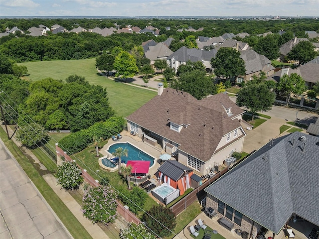 2305 Castle Creek Dr, Mansfield, TX 76063 - aerial perspective of suburban area featuring a pool